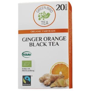 Green Bird Ingefær/Appelsin Sort Te Økologisk Fairtrade Krav 8x20 breve