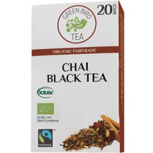 Green Bird Chai Sort Te Økologisk Fairtrade Krav 8x20 breve
