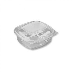 Plastbakke, m/ hæ.låg, SquarePac, 250 ml, 130x127x40, APET Klar - 600 stk/krt