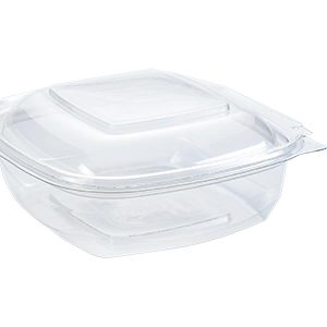 Plastbakke, SquarePac, 1000 ml, 192x190x54 mm, m/hæ.låg, APET Klar