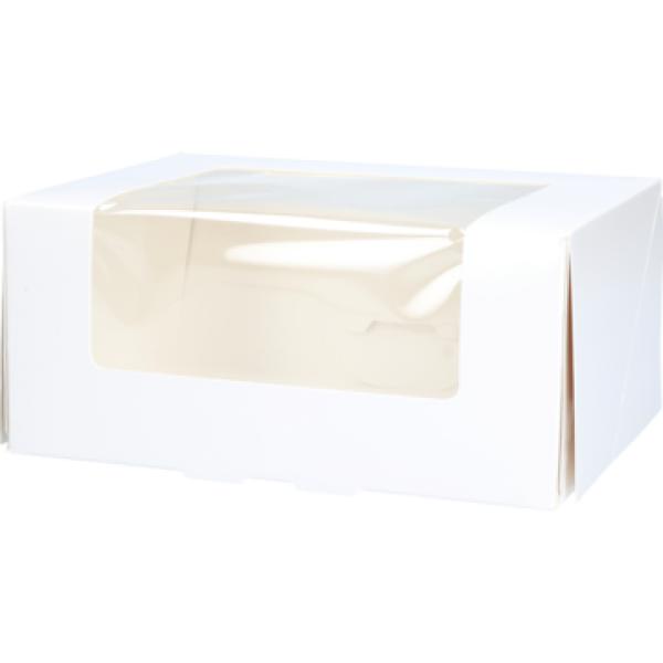 Kakeboks hvid med vindue - 18x13x8 cm