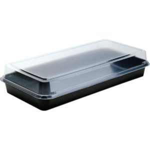 Sushiboks 270 x 135 x 54 mm 1-Rum, hængslet låg, PS Sort/Klar - 160 stk/krt