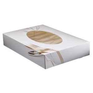 Lagkageæske Deluxe m/rude i PLA 620x420x120 mm 25 stk/krt