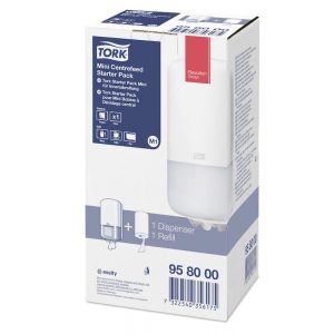 Håndklæderulle Tork Startpakke M1 1 Dispenser/1 Mini rulle 1-lag Hvid 1 STK/krt