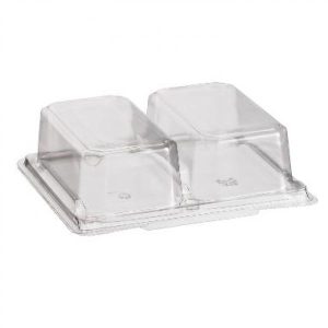 Lunchbakke rekt klar PET 162x135x45mm 2-rums 5041 m/låg smørrebrød 6x44 stk/krt
