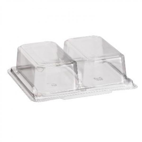 Lunchbakke rekt klar PET 162x135x45mm 2-rums 5041 m/låg smørrebrød 6x44 stk/krt