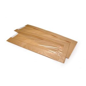 Franskbrødspose 1/2 brun rib 140/70x340mm 40g m/rude 500 stk/Pk