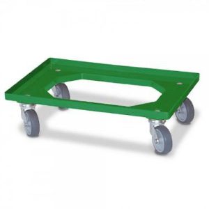 Platformsvogn grøn plast 610x410mm m. gummihjul