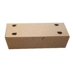Pølseæske m/låg lille brun/hvid pap 200x100x50mm 2x100 stk/krt