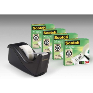 Tape Magic 19mmx33m 4rl + 1 sort C60 dispenser