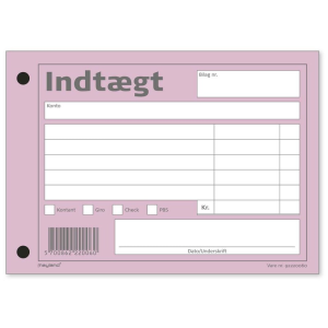 Indtægtbilag 100bl 100x148mm 92 10 stk/pk