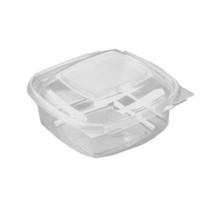 Plastbakke, m/hæ.låg, SquarePac, 375 ml, 130x127x52 mm, APET Klar - 600 stk/krt