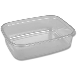 Plastbæger, 2000 ml, 140x195x90 mm, firkantet m/hængslet låg, RPET, Klar - 4x100 stk/krt