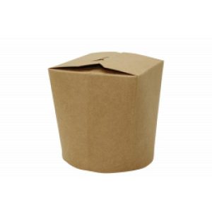 Bionedbrydelig wokboks, 750 ml/ 26 oz, brun, CPLA-coated, kolli 500stk/krt