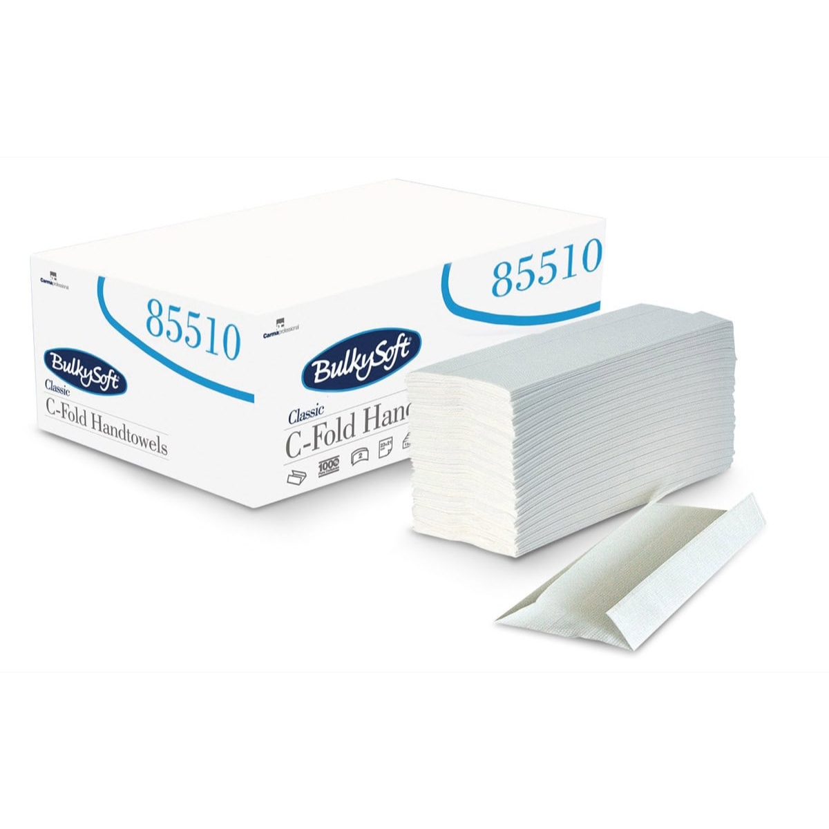 Håndklædeark, Bulky Soft, 2-lags, C-fold, 31x23cm, 9 cm, hvid, 100% nyfiber