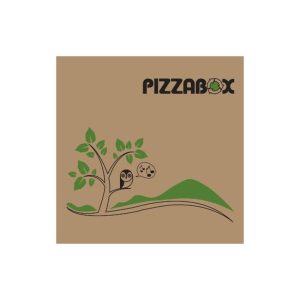 Brun pizzaæske med tryk 29 × 29 × 3 cm – SKU 1140695
