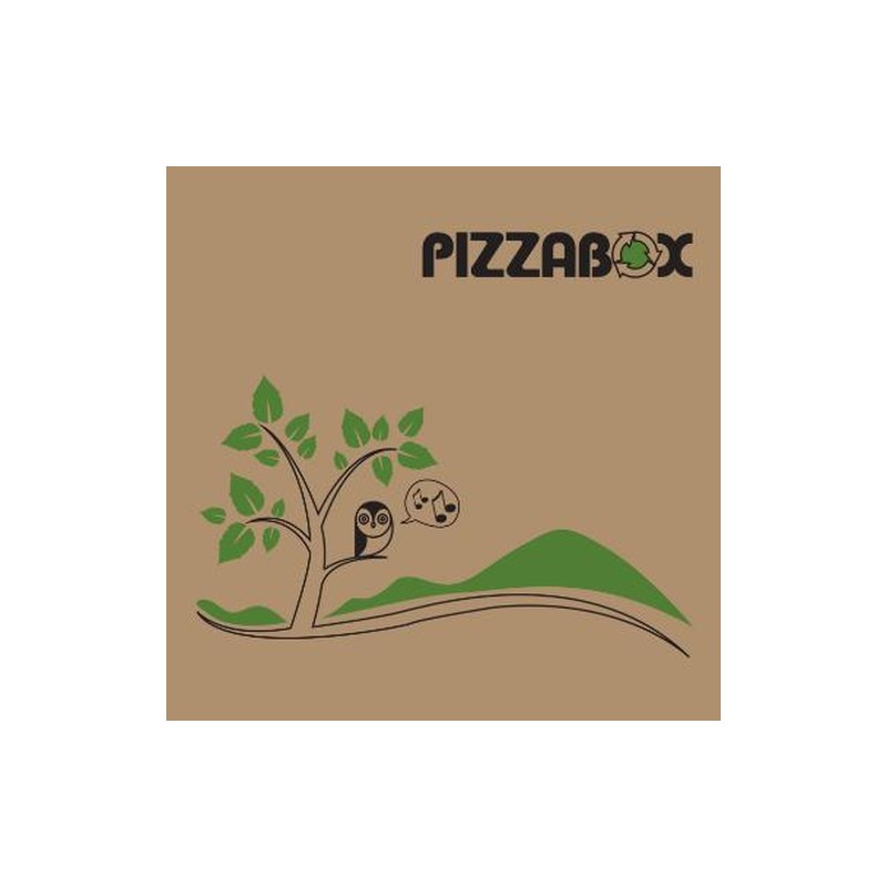 Brun pizzaæske med tryk 29 × 29 × 3 cm – SKU 1140695