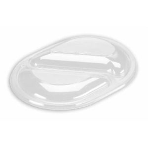 Snap-on låg, 23,8x17,6x3cm, klar, PS/OPS, oval, til 2-rums, antidug effekt 240 stk/krt