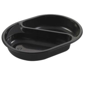 Bakke, 2-rum, 395/500 ml, 238x176x40 mm, Oval, PP, sort
