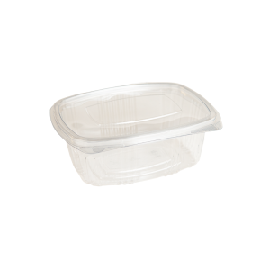 Salatbæger, klar, m/hængslet låg, 500ml