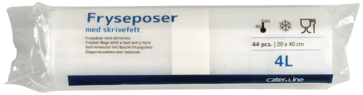 Frysepose, 4 l, klar, LDPE/virgin, 20x40cm - 56 rl/krt