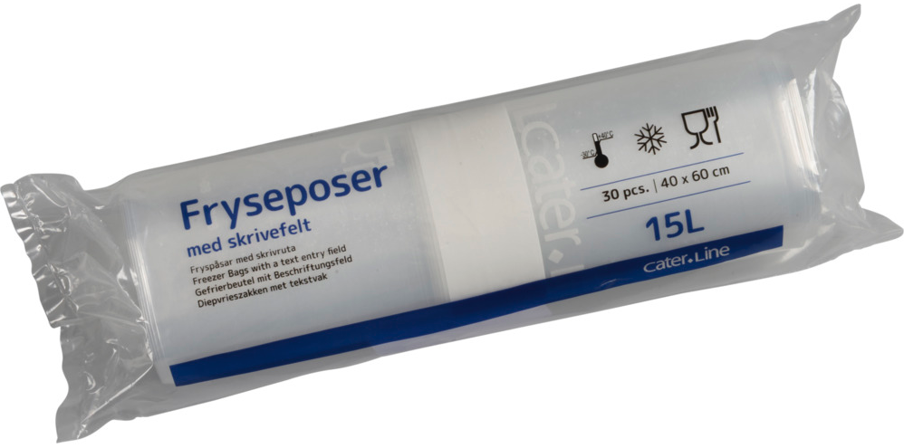 Frysepose, 15 l, klar, LDPE/virgin, 40x60cm