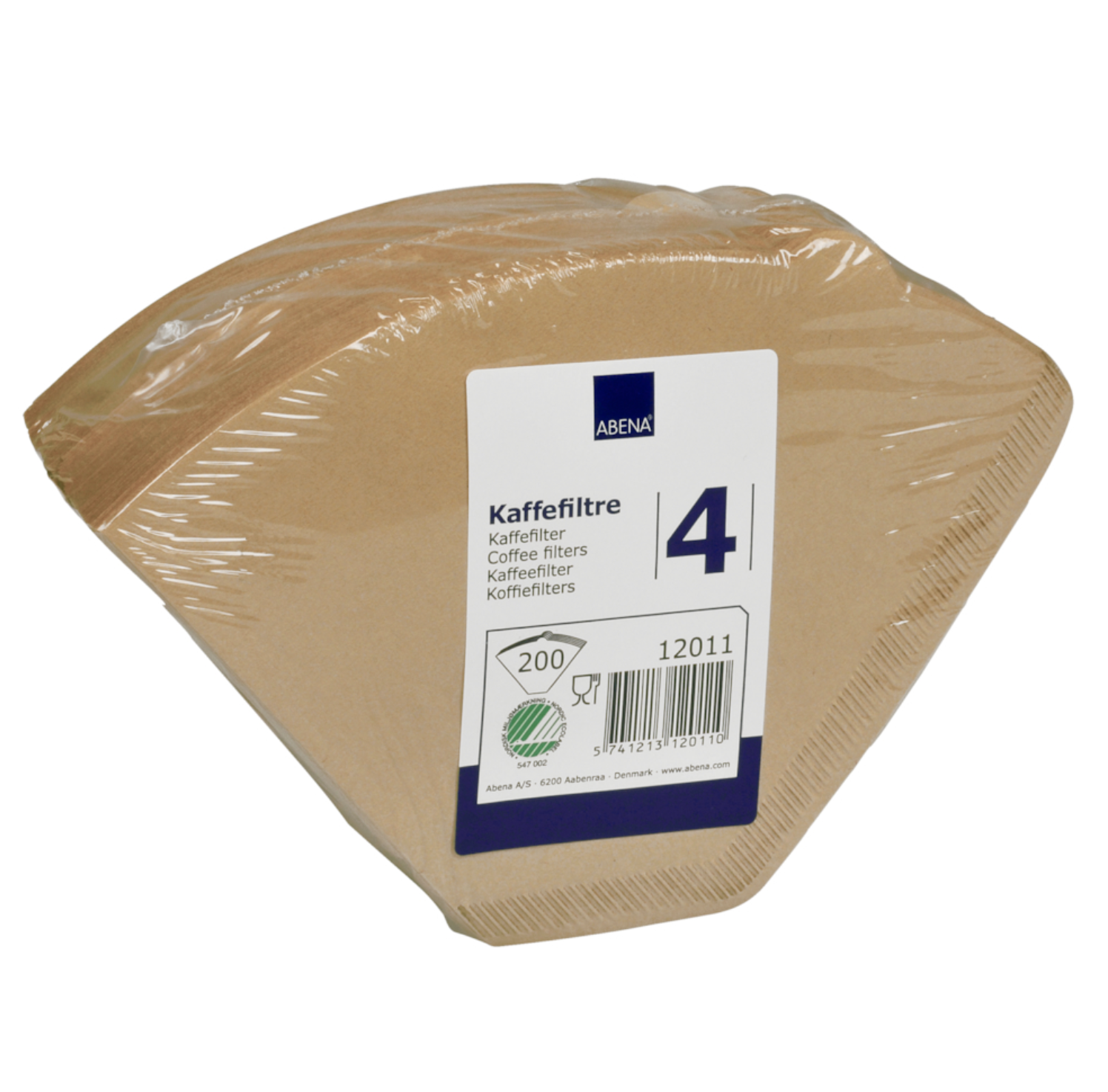 Kaffefilter, filterpapir, 1X4, ubleget 12x200 stk/krt