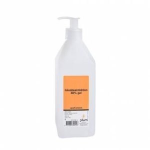 Hånddesinfektionsgel, Plum, 600 ml, natur, 85% ethanol, med pumpe 1 stk