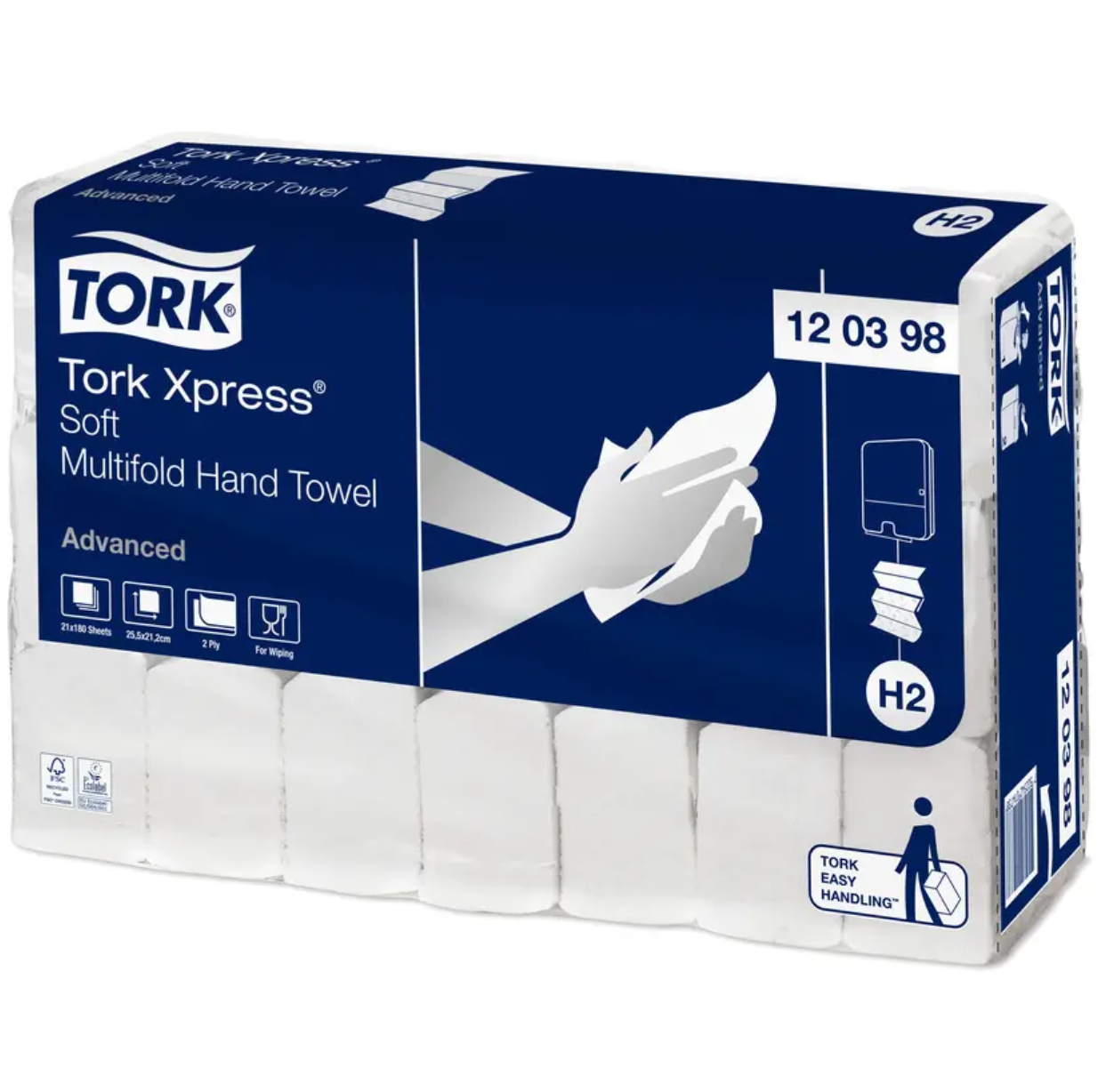 Papirhåndklæder, Tork, Xpress®, Advanced, Multifold, H2, 21x25cm