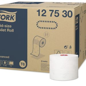 Toiletrulle, Tork, Advanced, Mid-size, T6, hvid, 2 lags
