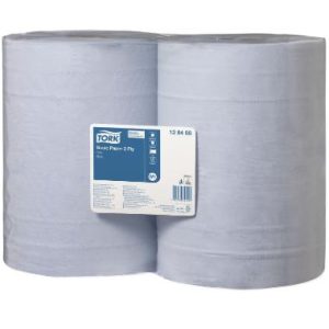 Aftørringsrulle Tork Basic Industri 2-lag 36.9 cm x340 m Perforeret Blå 2 rl/krt