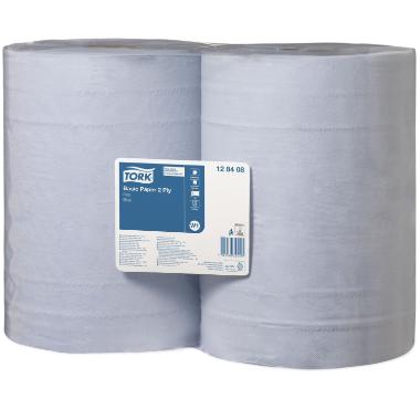 Aftørringsrulle Tork Basic Industri 2-lag 36.9 cm x340 m Perforeret Blå 2 rl/krt