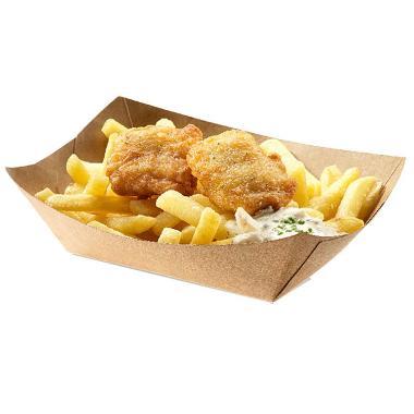 Pommes Frites Bakke, 137x86x52mm, kraft brun, PLA - 2x250 stk/krt