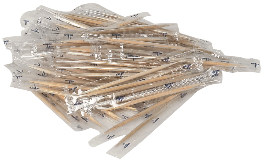 Tandstikker, 6,5cm, natur, enkeltpakket, 1000 stk/pk