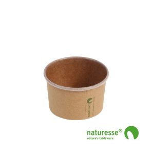 Isbæger 120 ml 3 oz Ø75x45 mm kraft pap PLA bionedbrydelig Brun 20 ps x 50 STK/krt