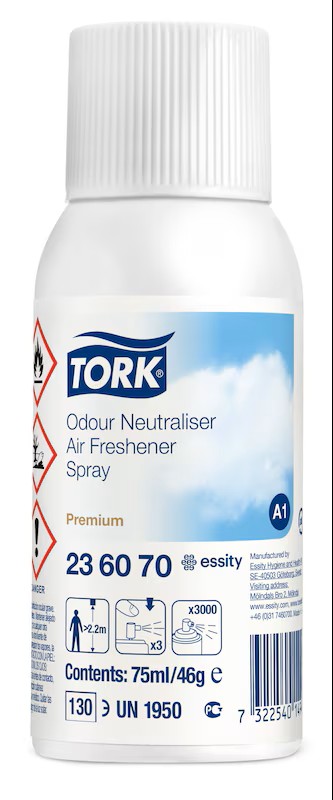 Duftfrisker Tork Airfreshener A1 Premium Odour Neutraliser spray m Parfume 75 ml X 12stk/krt