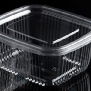 Plastbæger, 375 ml, 85x97x53 mm, firkantet hængslet låg RPET klar