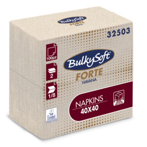 Bulkysoft, forte havana, serviet, 40x40, 2 lag, 1/8 fold