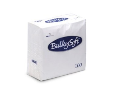 Serviet, hvid, 2-lag, bulkysoft, 1/4 fold, 40x40 cm