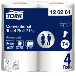 Toiletpapir Tork Advanced T4 2-lag 69.4 m 6 pk x 4 rl/krt