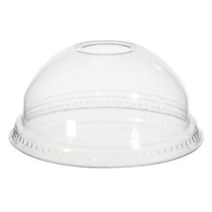 Plastlåg Ø95 mm Kuppel med hul RPET Klar, 32x50 stk - 1600 stk/krt