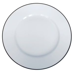Blocho Kaszub Tallrik flat rund vit med svart rand 26,5cm