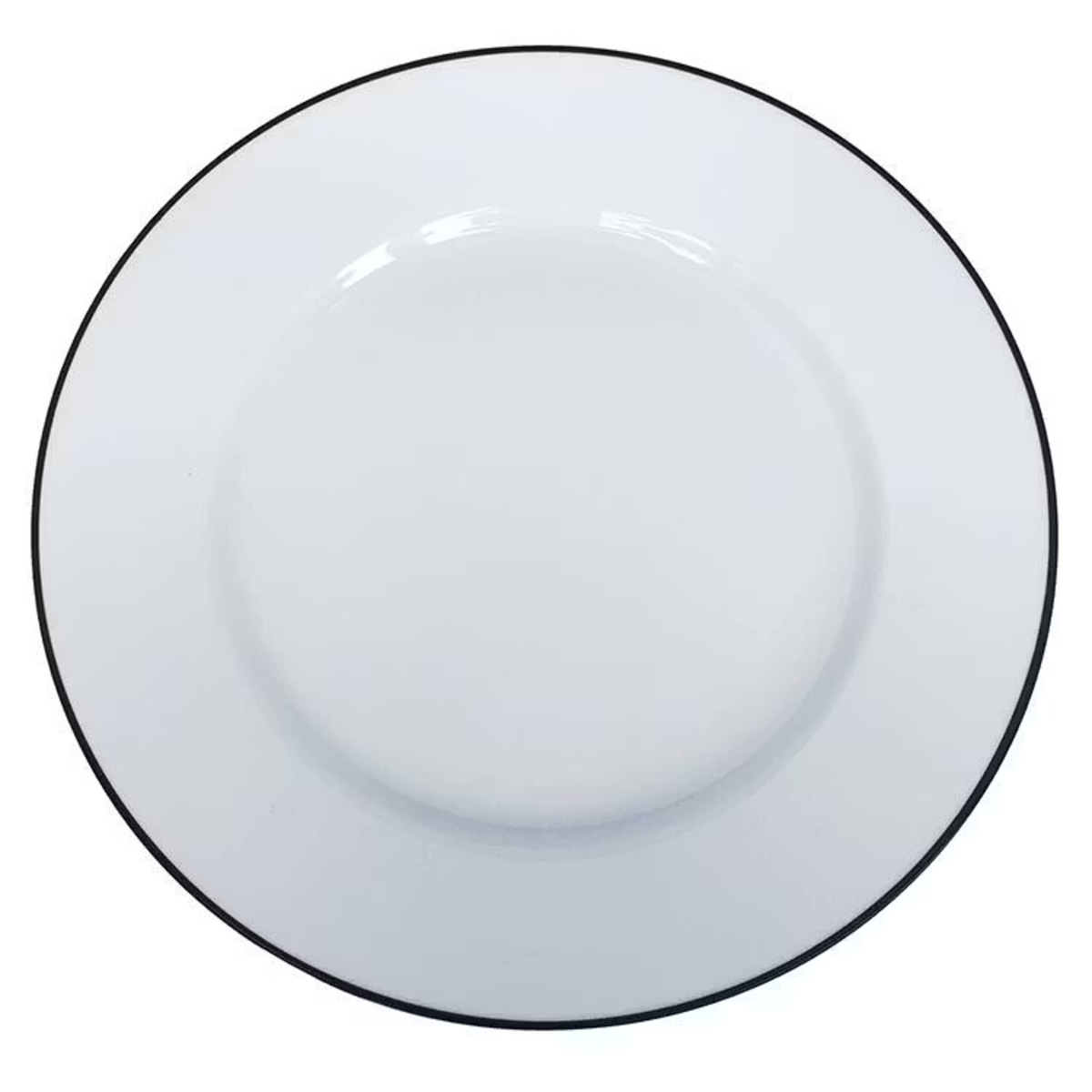 Blocho Kaszub Tallrik flat rund vit med svart rand 26,5cm