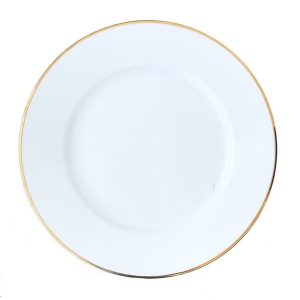 Blocho Kaszub Tallrik flat rund vit med guldrand 19cm