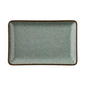 Blocho Pearl, Tan, flad tallerken, 30x22 cm, gråblå
