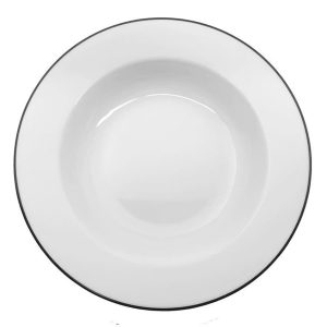 Blocho Kaszub Tallrik djup rund vit med svart rand 29cm