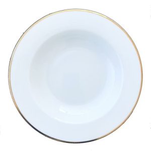 Blocho Kaszub Tallrik djup rund vit med guldrand 29cm