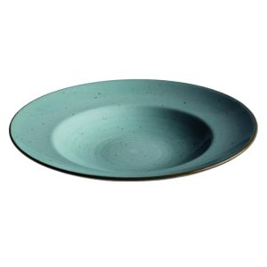Blocho Kaszub Tallrik djup rund handmålat turkos 29cm