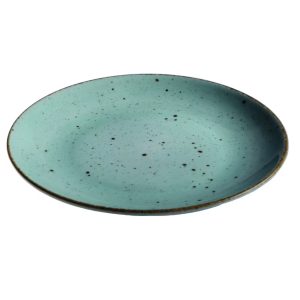 Blocho Hotel Tallrik flat rund handmålad turkos 19cm