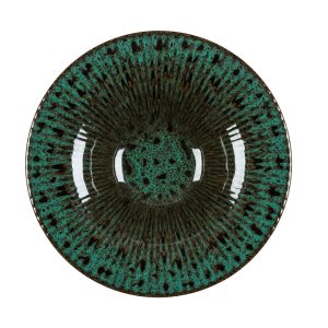 Blocho Daisy, stentøjstallerken, dyb, rund, 60 cl, 30 cm, med grøn-sort dekoration og relief